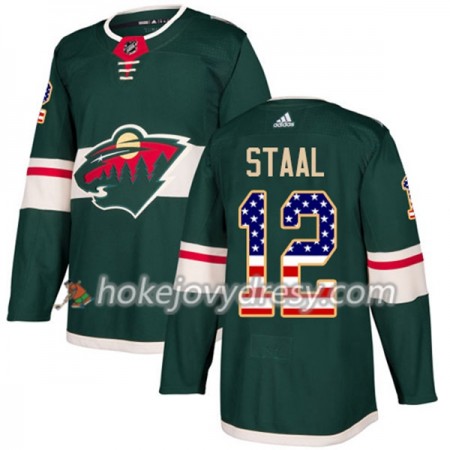 Pánské Hokejový Dres Minnesota Wild Eric Staal 12 2017-2018 USA Flag Fashion Zelená Adidas Authentic